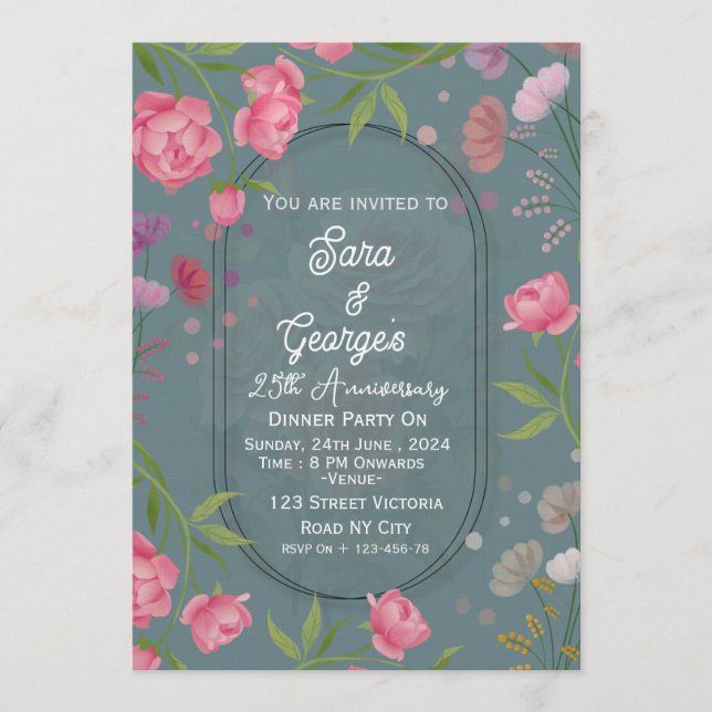 Tarjetas de Invitación de Boda y Aniversario de Bo (Anverso)