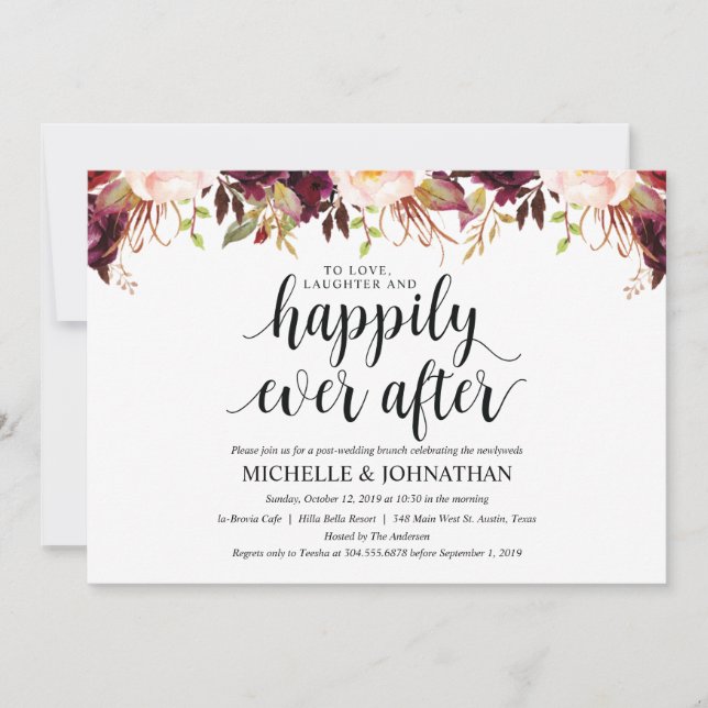 Tarjetas de Invitación de Bodas Posteriores con Es (Anverso)