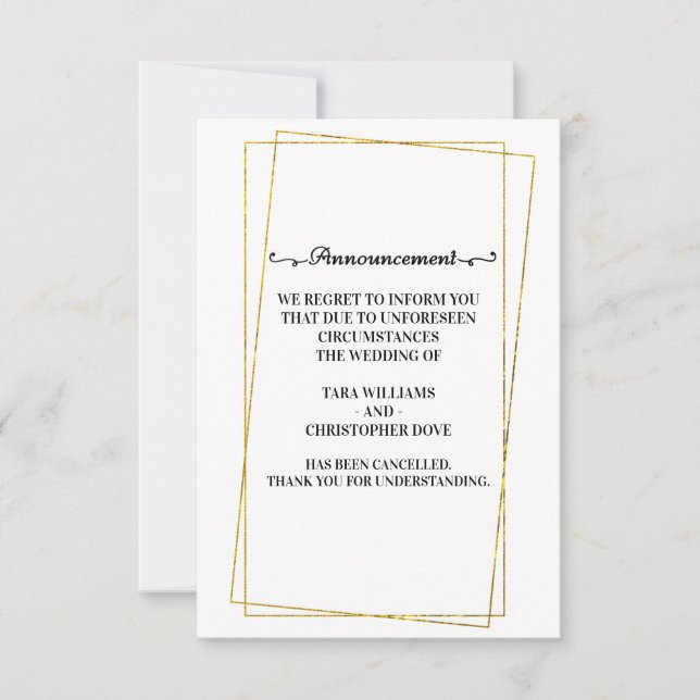 Tarjetas de Invitación de cancelación de boda (Anverso)