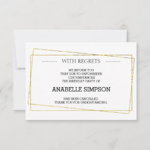 Tarjetas de Invitación de cancelación de la fiesta