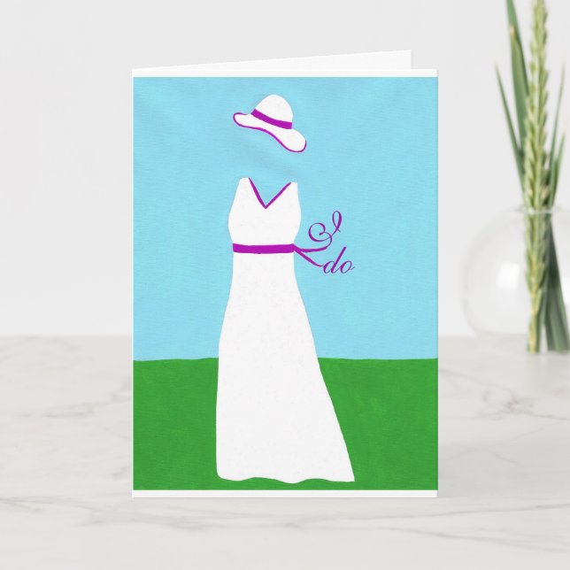 Tarjetas de invitación de cinta morada con vestido (Anverso)