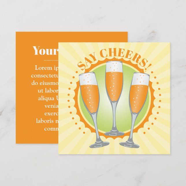Tarjetas de Invitación de Copas de Mimosa Orange C (Anverso / Reverso)