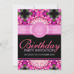 Tarjetas de Invitación de Cumpleaños 16 Rosadas Du
