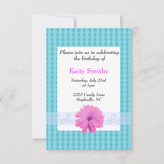 Tarjetas de invitación de cumpleaños con diamantes (Anverso)