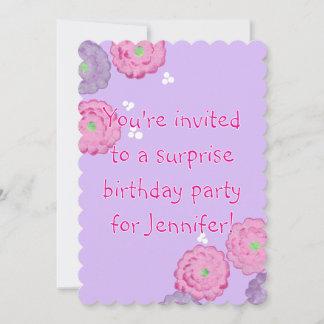 Tarjetas de invitación de cumpleaños con flores ro