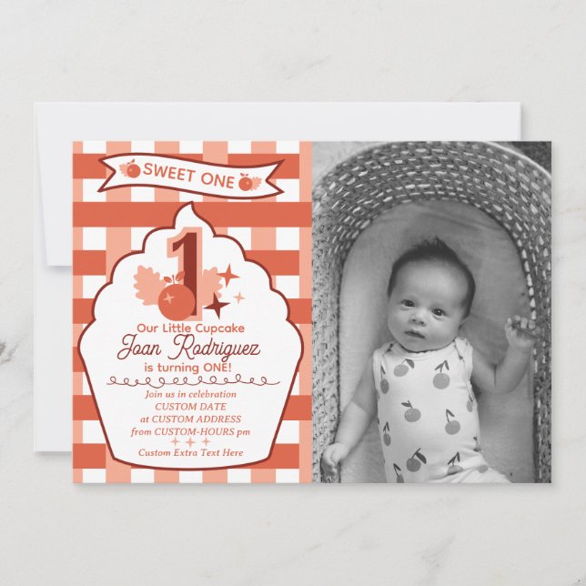 Tarjetas de Invitación de Cumpleaños con Foto a Cu (Anverso)