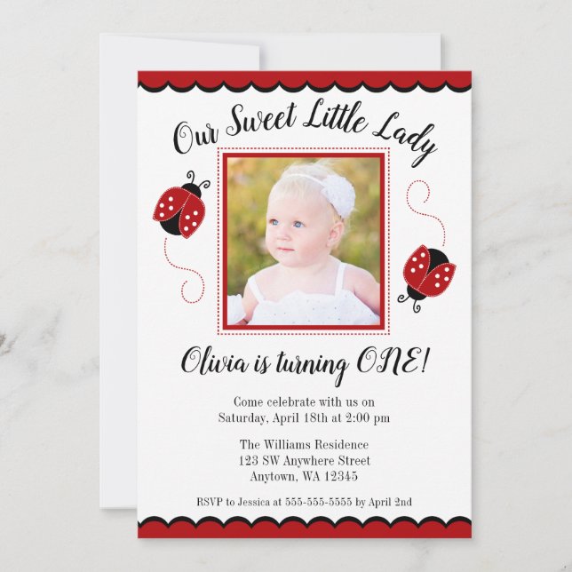 Tarjetas de Invitación de Cumpleaños con Foto de M (Anverso)