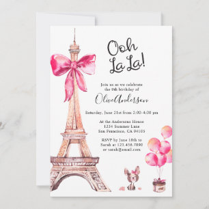 Tarjetas de invitación de cumpleaños con Torre Eif