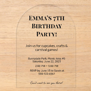 Tarjetas de Invitación de Cumpleaños de Acrílico T