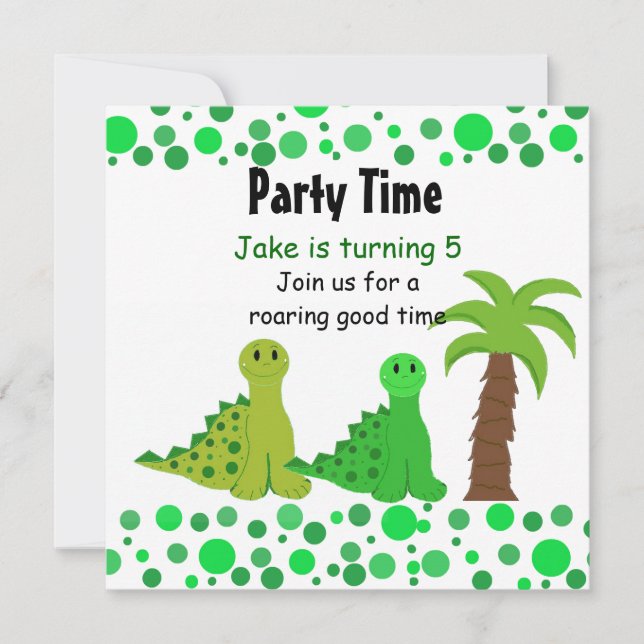 Tarjetas de Invitación de Cumpleaños de Dinosaurio (Anverso)