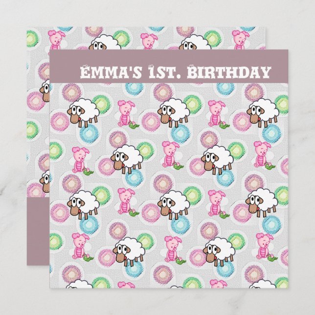 Tarjetas de invitación de cumpleaños de Emma (Anverso / Reverso)