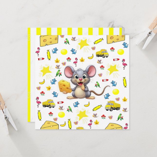 Tarjetas de invitación de cumpleaños de gato y que (Anverso/Reverso In Situ)