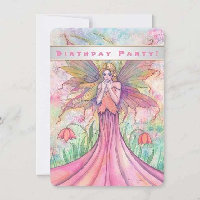 Tarjetas de Invitación de Cumpleaños de Niñas Hada (Reverso)