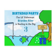 Tarjetas de Invitación de Cumpleaños de Niño Pesca