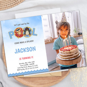 Tarjetas de invitación de cumpleaños de Penguin Po