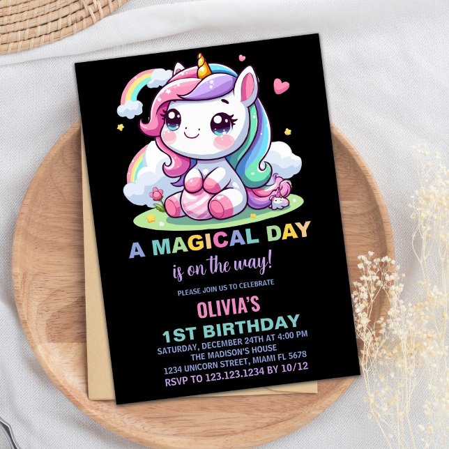 Tarjetas de Invitación de Cumpleaños de Pequeño Un (Little Unicorn Birthday Invitations)