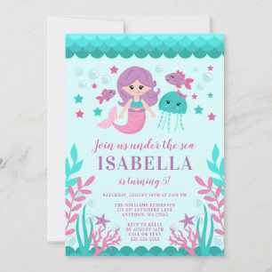 Tarjetas de Invitación de Cumpleaños de Sirena Ado