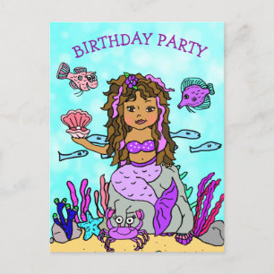 Tarjetas de Invitación de Cumpleaños de Sirena Mor