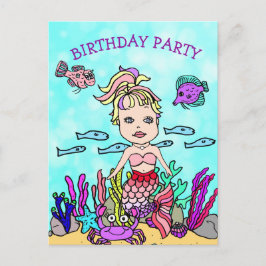 Tarjetas de Invitación de Cumpleaños de Sirena Mor