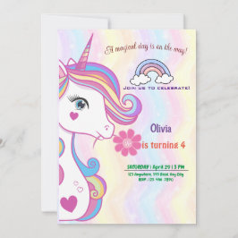 Tarjetas de invitación de cumpleaños de Unicornio 
