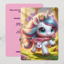 Tarjetas de Invitación de Cumpleaños de Unicornio