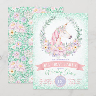 Tarjetas de Invitación de Cumpleaños de Unicornio 