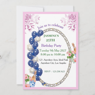 Tarjetas de Invitación de Cumpleaños Florales Eleg