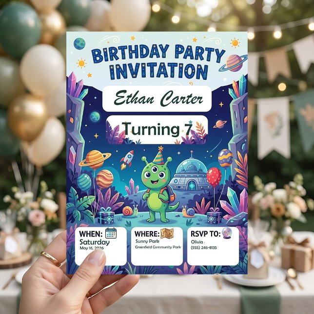 Tarjetas de Invitación de Cumpleaños Galaxia (Subido por el creador)