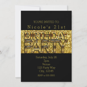Tarjetas de Invitación de Cumpleaños Glam Gold Leo