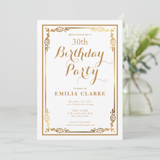 Tarjetas de Invitación de Cumpleaños Modernas y El (Anverso de pie)