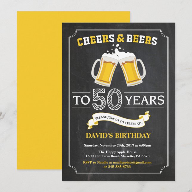 Tarjetas de invitación de cumpleaños número 50: Sa (Anverso / Reverso)