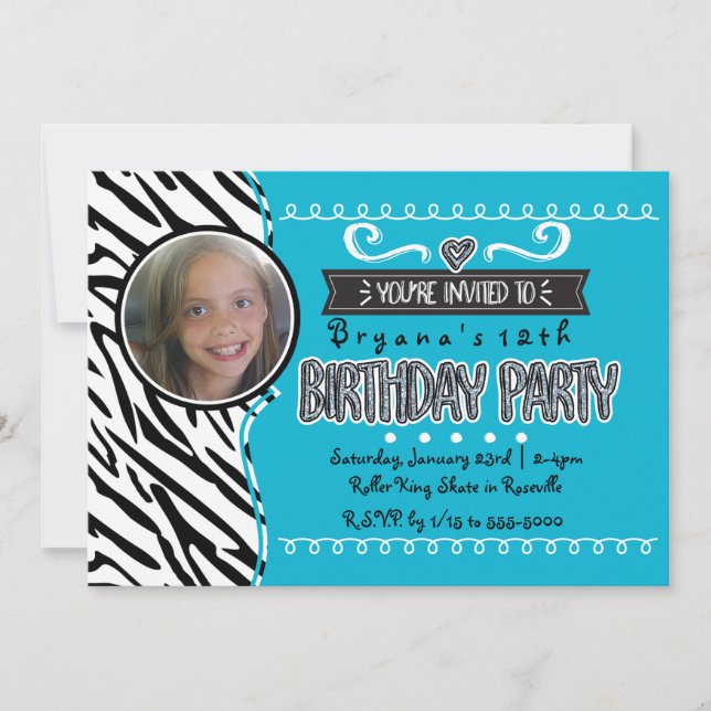 Tarjetas de Invitación de Cumpleaños para Niñas co (Anverso)