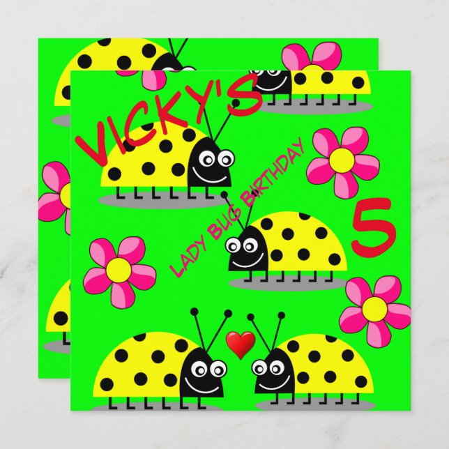 tarjetas de invitación de cumpleaños para niños (Anverso / Reverso)