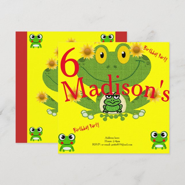 tarjetas de invitación de cumpleaños para niños (Anverso / Reverso)