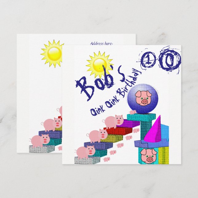 tarjetas de invitación de cumpleaños para niños (Anverso / Reverso)