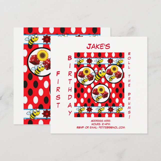 tarjetas de invitación de cumpleaños para niños (Anverso / Reverso)