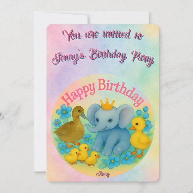 Tarjetas de Invitación de Cumpleaños Personalizabl (Anverso)