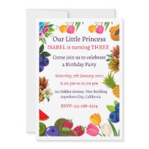 Tarjetas de Invitación de Cumpleaños Princesa Flor