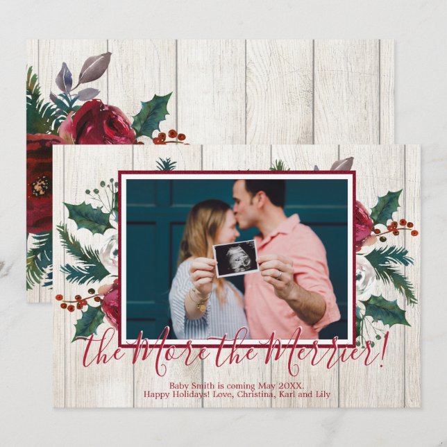 Tarjetas de Invitación de  de embarazo para Navida (Anverso / Reverso)