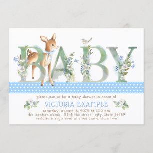 Tarjetas de invitación de ducha de bebé niño con t