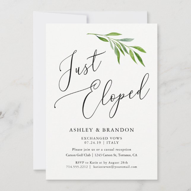 Tarjetas de Invitación de Elopement | Acaba de ser (Anverso)