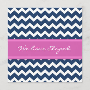 Tarjetas de Invitación de Elopement Azul Rosa Chev