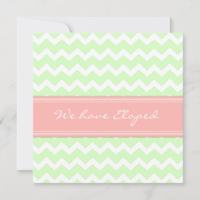 Tarjetas de Invitación de Elopement Chevron Coral  (Anverso)