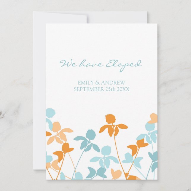Tarjetas de Invitación de Elopement Floral Azul na (Anverso)