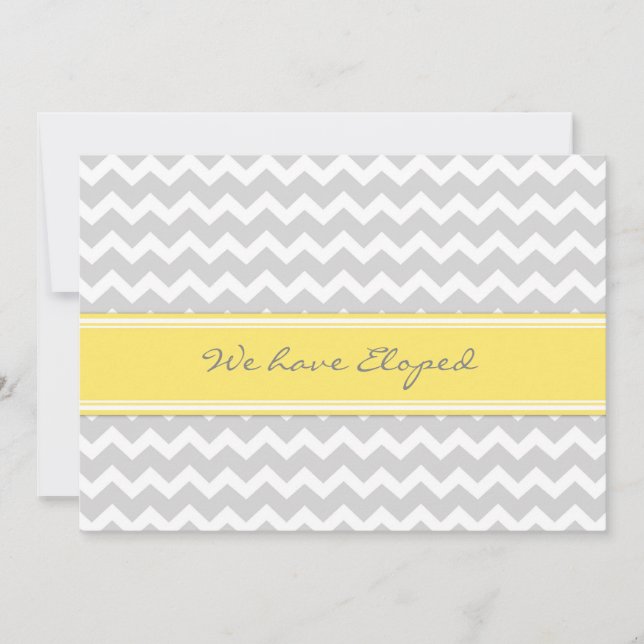 Tarjetas de Invitación de Elopement Gray Chevron L (Anverso)