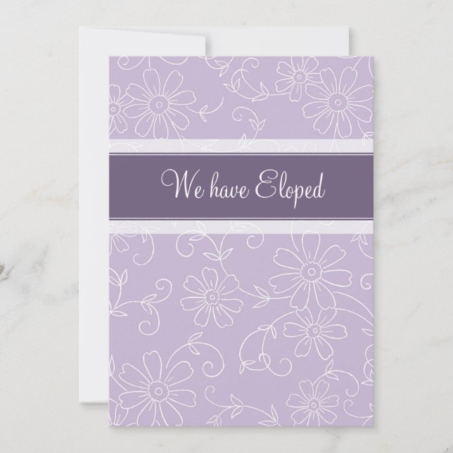 Tarjetas de Invitación de Elopement Purple Floral (Anverso)