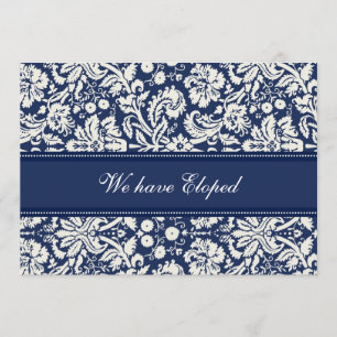 Tarjetas de Invitación de elóstico de damasco azul