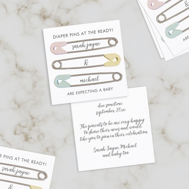 Tarjetas de Invitación de embarazo de los pines de (Congratulations on your happy news! Here's some mini cards you can send to your friends & family)