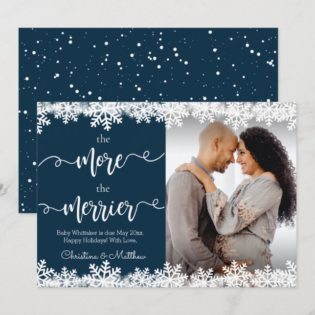 Tarjetas de Invitación de embarazo de Navidades fo (Anverso / Reverso)