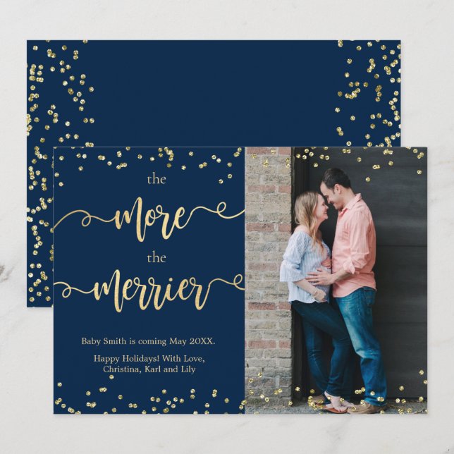 Tarjetas de Invitación de embarazo de Navidades fo (Anverso / Reverso)